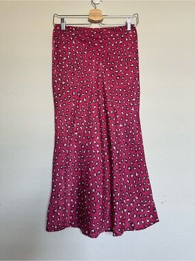Mi Ami Hot Pink Leopard-Print Maxi Skirt
